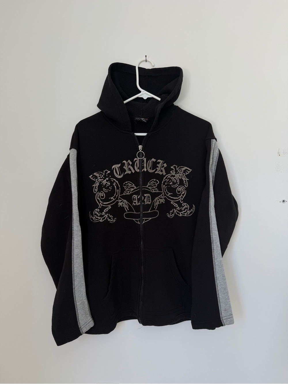 Vintage 90s/Y2K Affliction Tribal Grunge Zip Up Hoodie Size Large Fleece